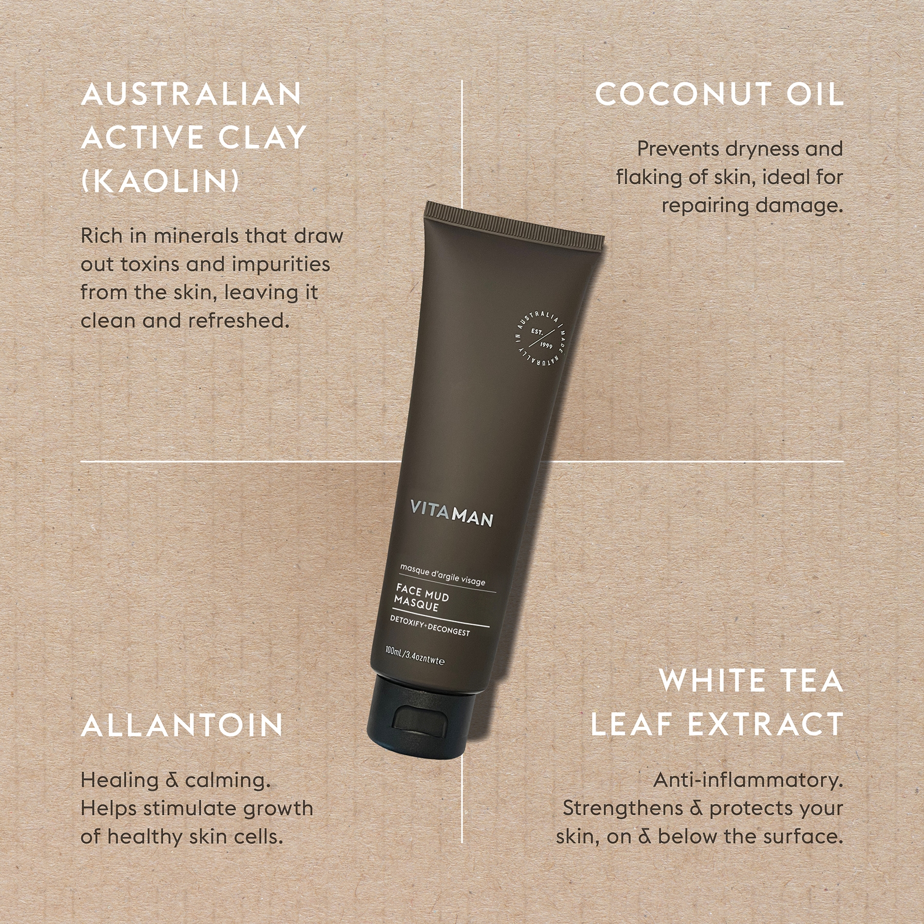 VITAMAN - Mineraalrijk Moddermasker Voor Mannen 100ml - Afbeelding 4