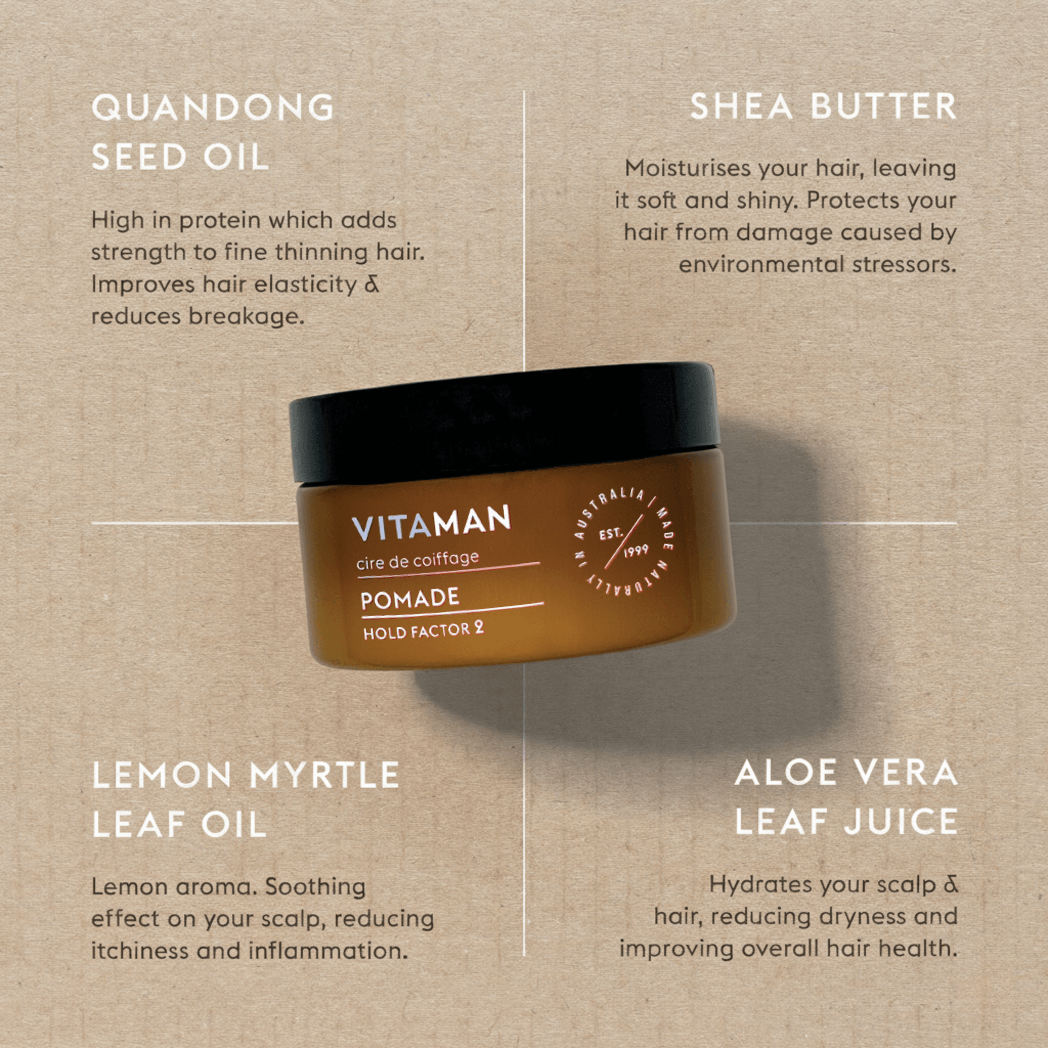 VITAMAN - Haarstyling Wax Pomade Voor Mannen 100gr - Afbeelding 2