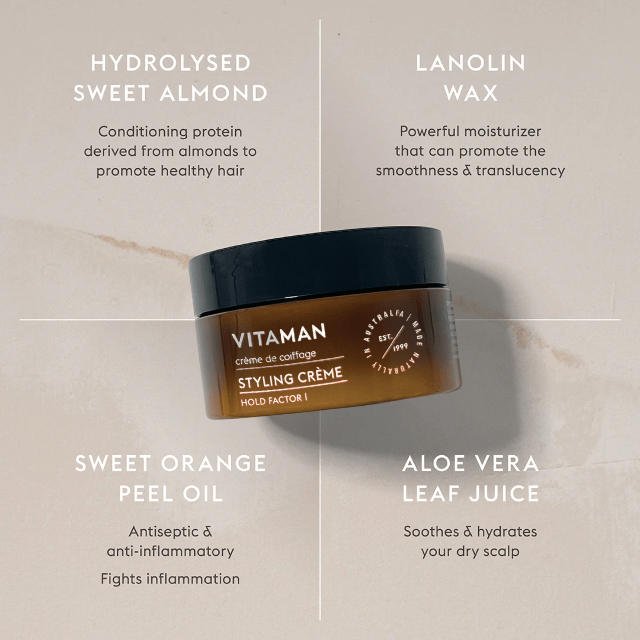 VITAMAN - Natuurlijke Haarstyling Crème Voor Mannen 100gr - Afbeelding 4